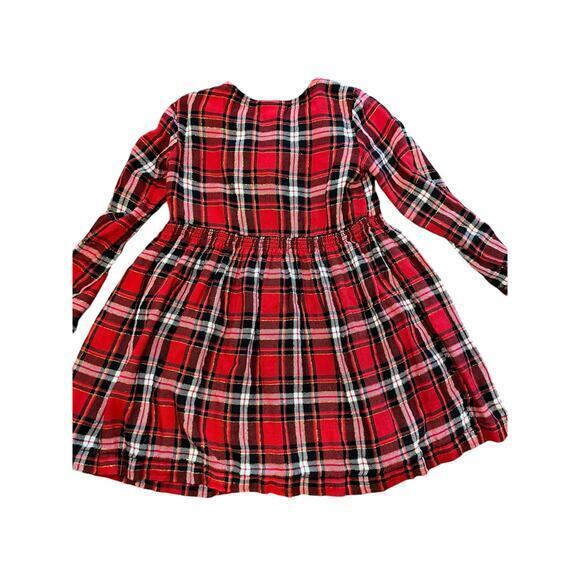 Cat & Jack Plaid Flannel Dress Red, Black & Metallic Gold Thread Toddler Girl 5T - Picture 7 of 8